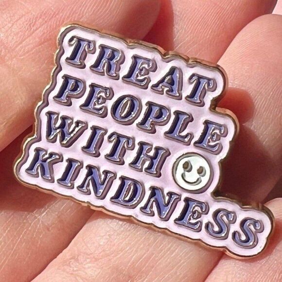 Treat people with kindness purple y2k bubble letter enamel pin - Picture 1 of 7